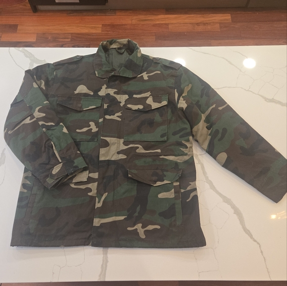 Camoflouge Military Army Quilted Lining Mens Full Zip Coat Green Brown Size XL - Picture 1 of 9
